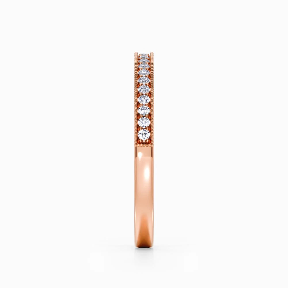 Vintage Milgrain Wedding Band in Rose Gold