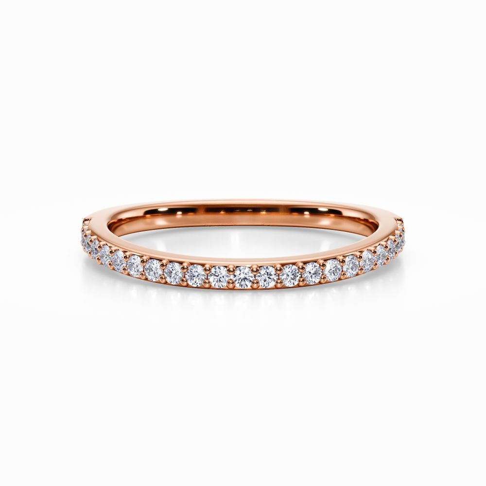 Curved Pave Wedding Band in Yellow Gold