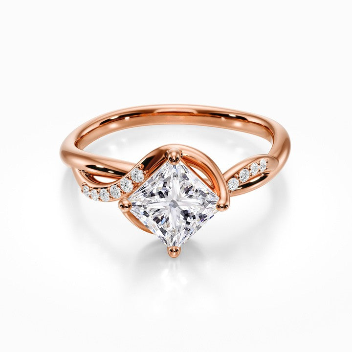 Vintage Twisted Pave 18K Solid Gold Ring