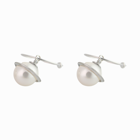 Celestial Orbit Pearl Drop Earrings