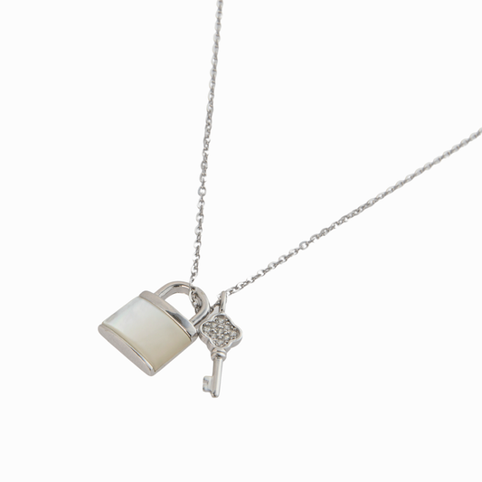 Lock Heart Mother‑of‑Pearl Pendant Necklace