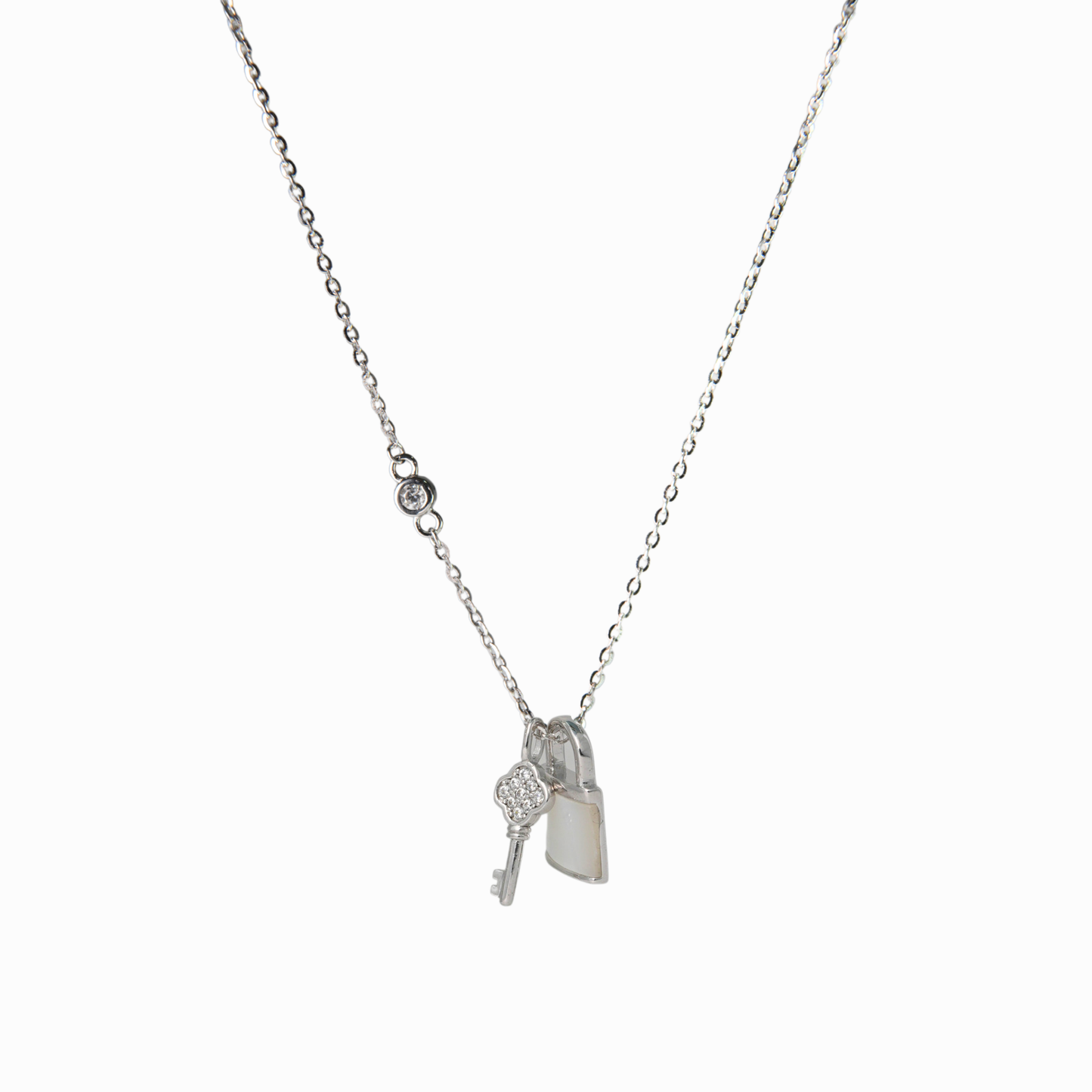 Lock Heart Mother‑of‑Pearl Pendant Necklace