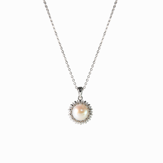 Sun Halo Pearl Pendant Necklace