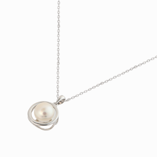 Orbit Pearl Pendant Necklace