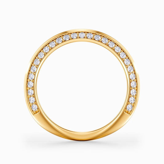 Pave Knife Edge Wedding Band in Yellow Gold