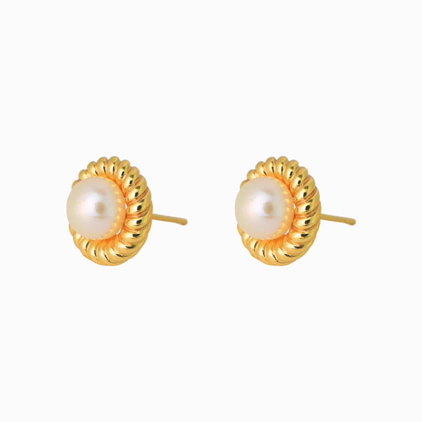 Rope Twist Freshwater Pearl Stud Earring
