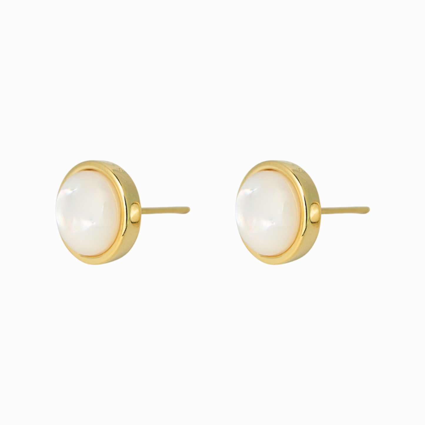 Bezel Mother‑of‑Pearl Stud Earrings
