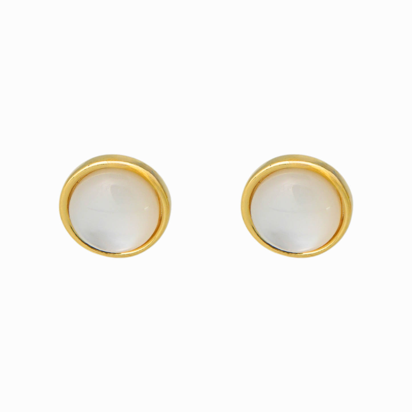 Bezel Mother‑of‑Pearl Stud Earrings