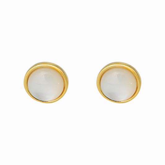 Bezel Mother‑of‑Pearl Stud Earrings