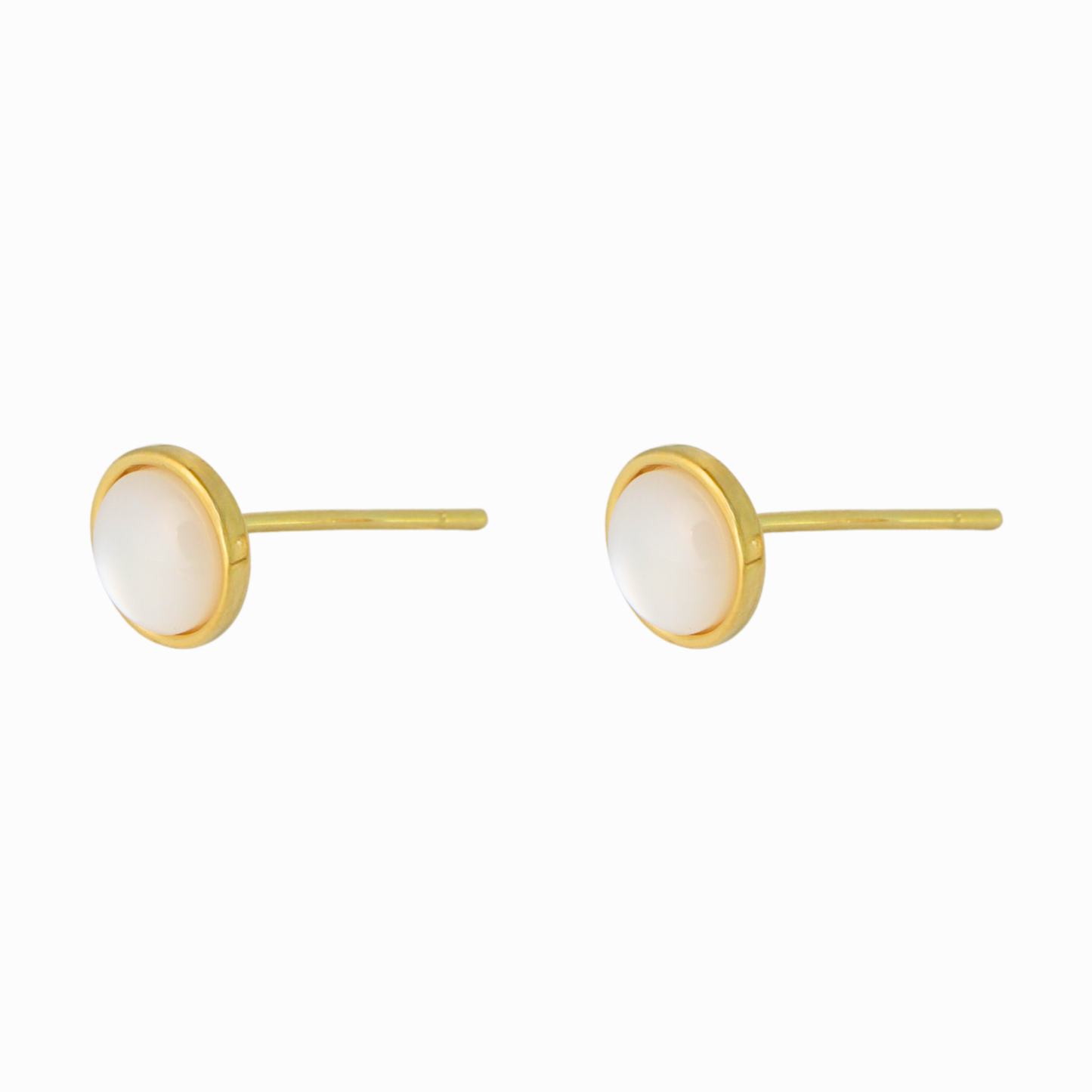 Bezel Mother‑of‑Pearl Stud Earrings