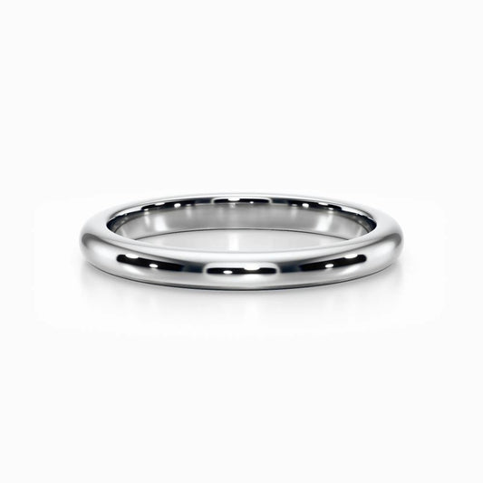 Classic D Wedding Band in White Gold