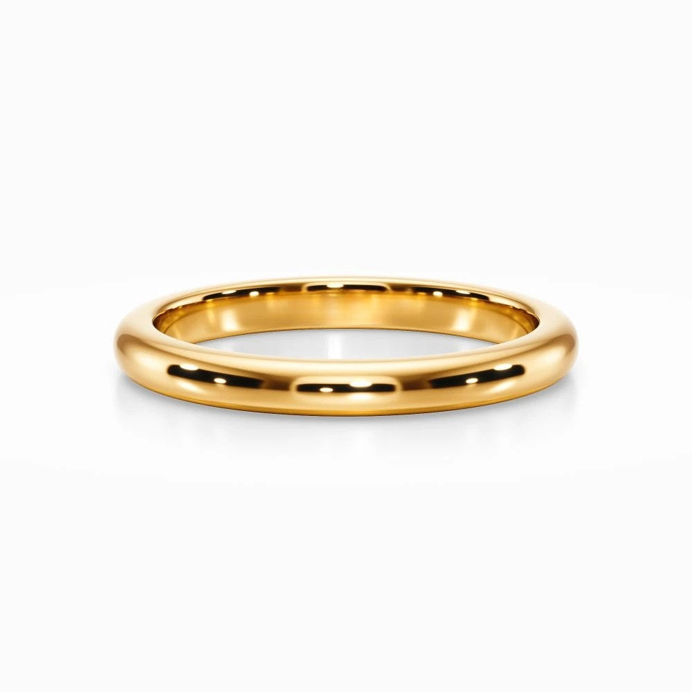 Classic D Wedding Band in Yellow Gold