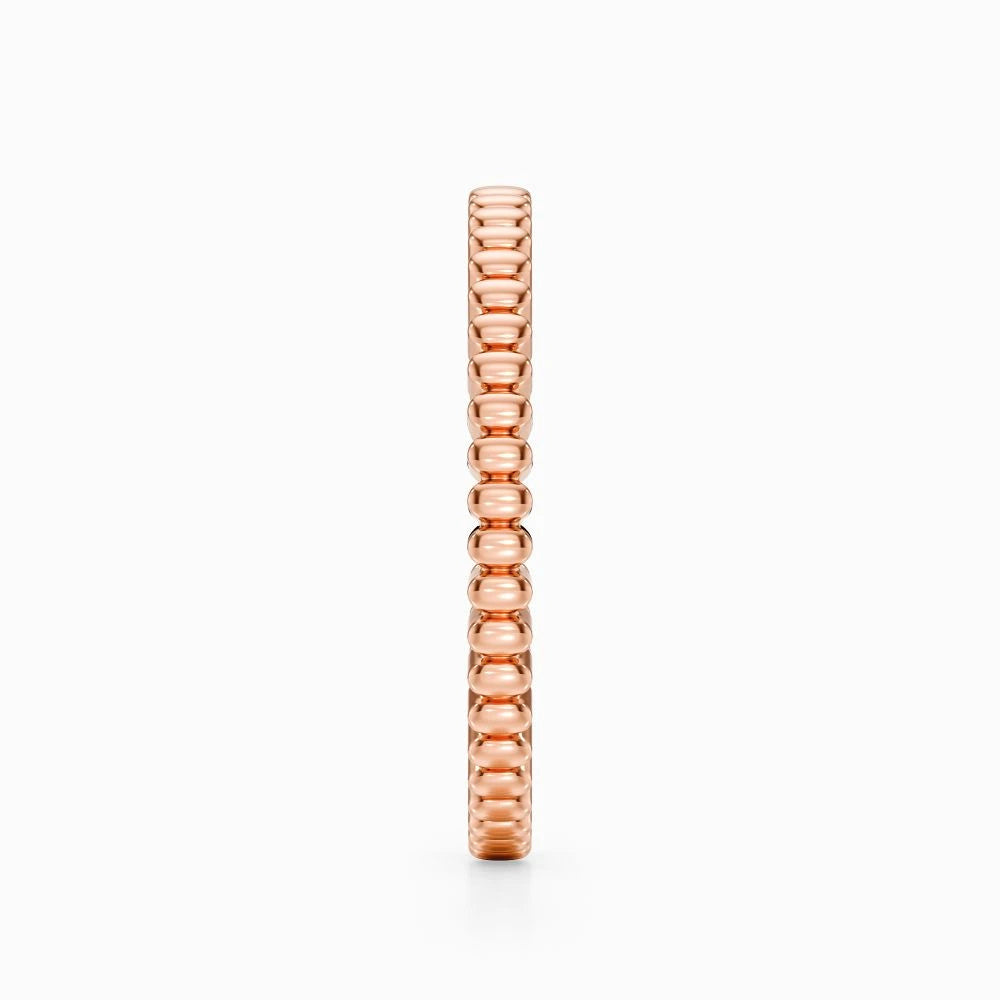 Gear Bead Wedding Band in White Gold