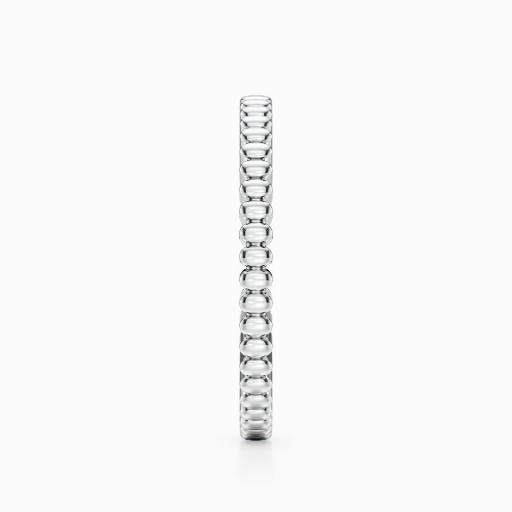 Gear Bead Wedding Band in White Gold