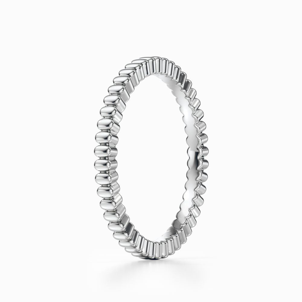 Gear Bead Wedding Band in White Gold
