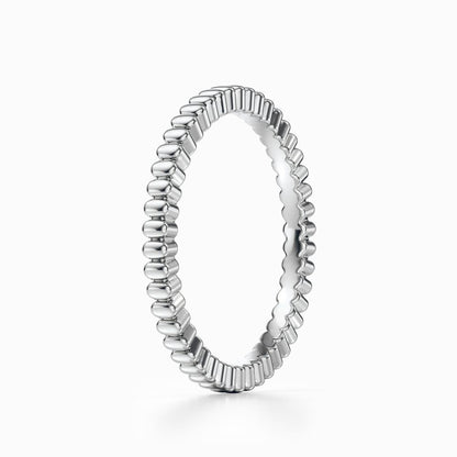 Gear Bead Wedding Band in White Gold