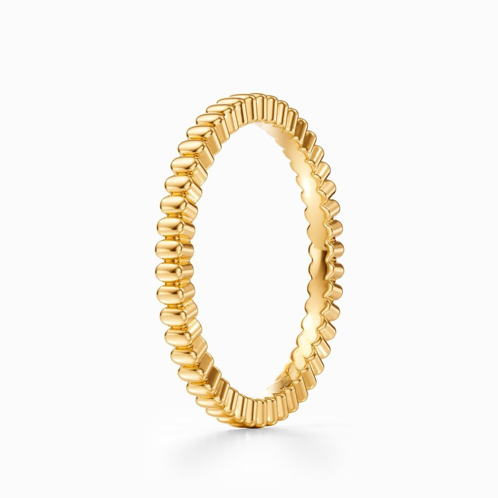 Gear Bead Wedding Band in White Gold