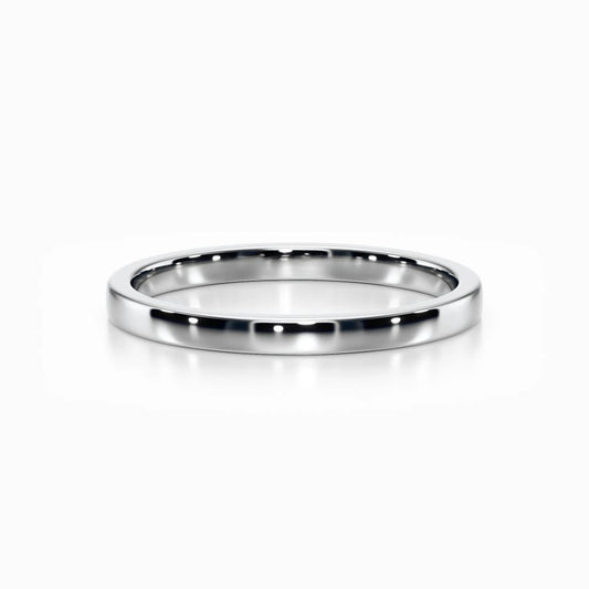 Classic Flat Wedding Band in White Gold