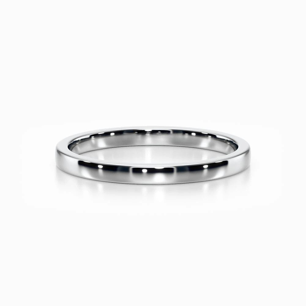 Classic Flat Wedding Band in White Gold