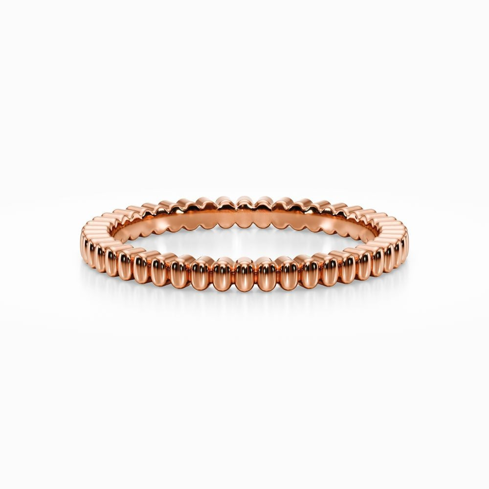 Gear Bead Wedding Band in White Gold