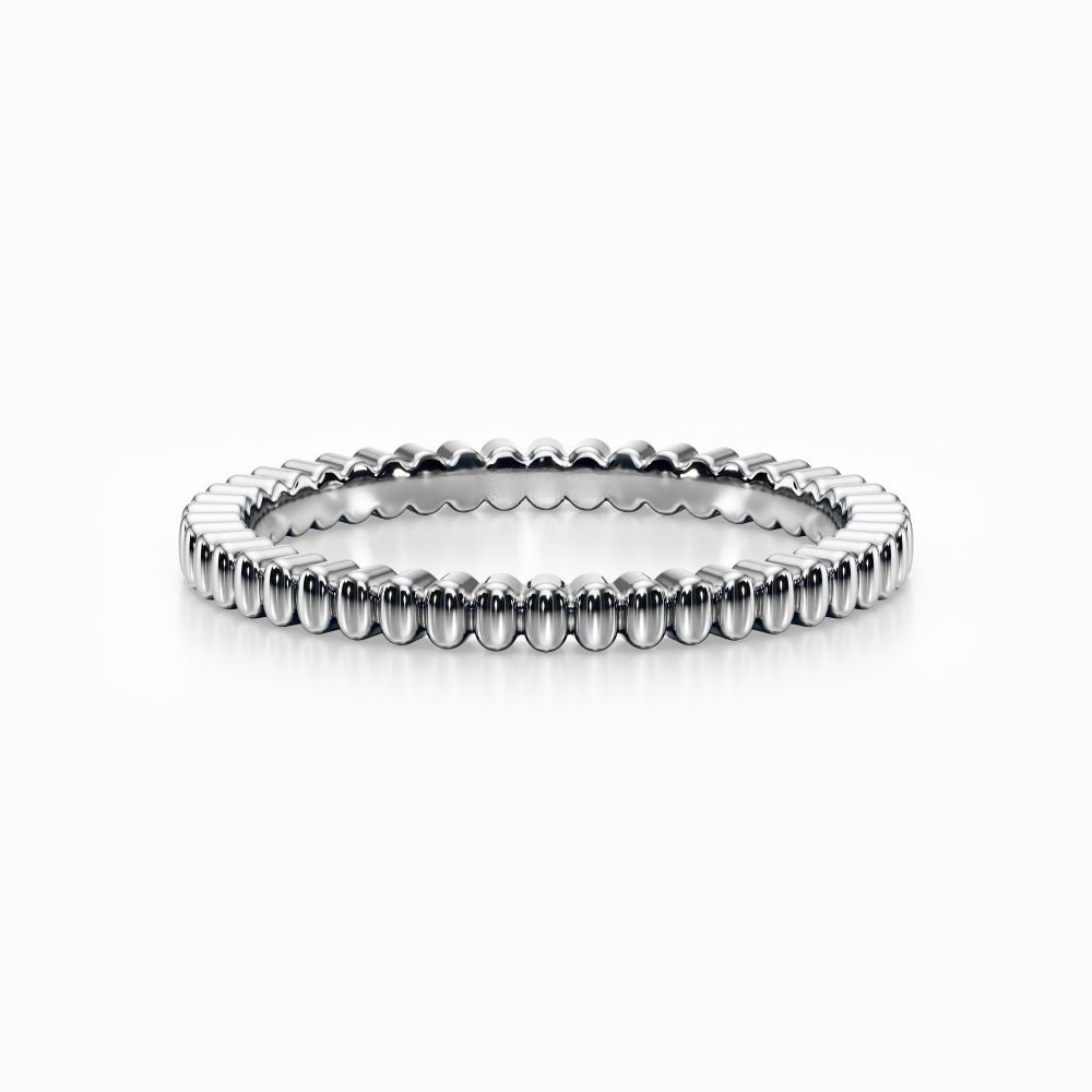 Gear Bead Wedding Band in White Gold