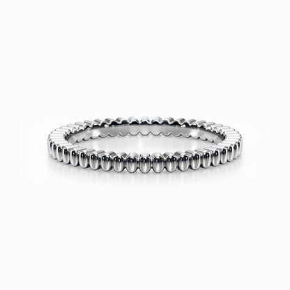 Gear Bead Wedding Band in White Gold