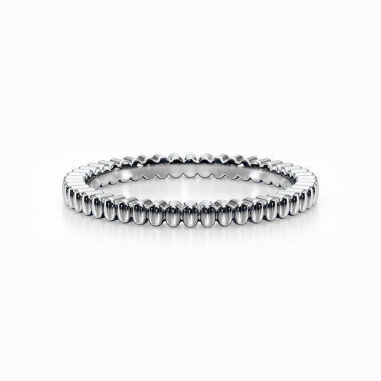 Gear Bead Wedding Band in White Gold