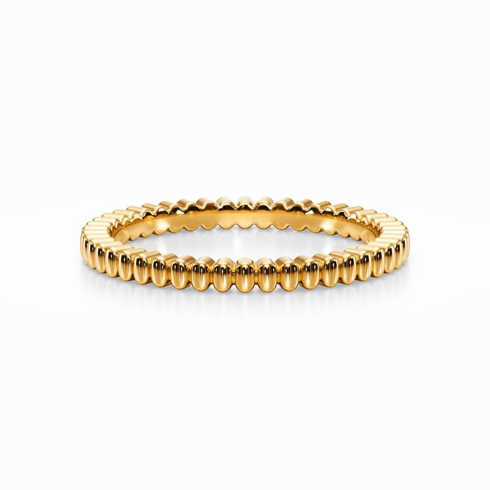 Gear Bead Wedding Band in White Gold