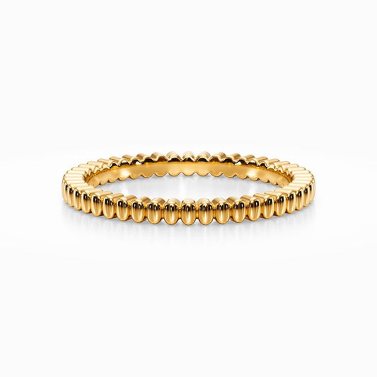 Gear Bead Wedding Band in Yellow Gold