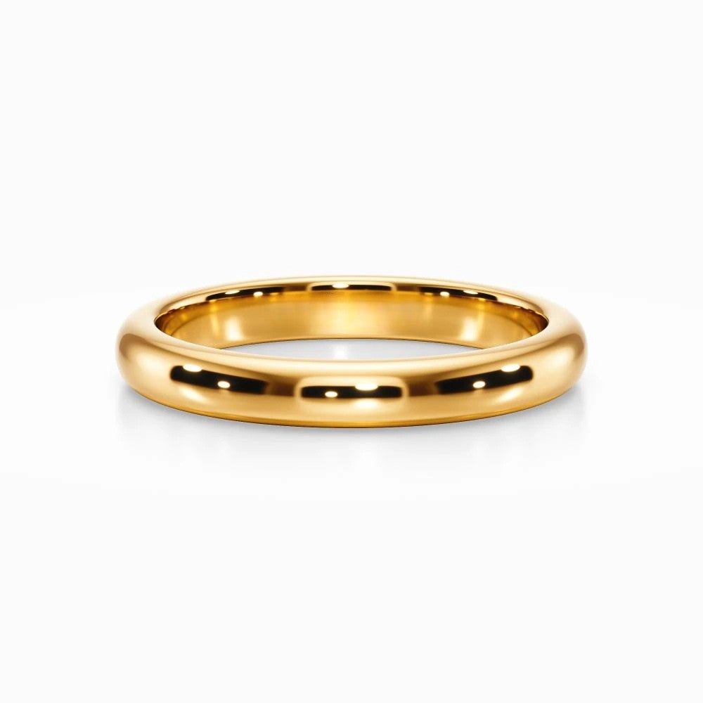 Classic D Wedding Band in Yellow Gold