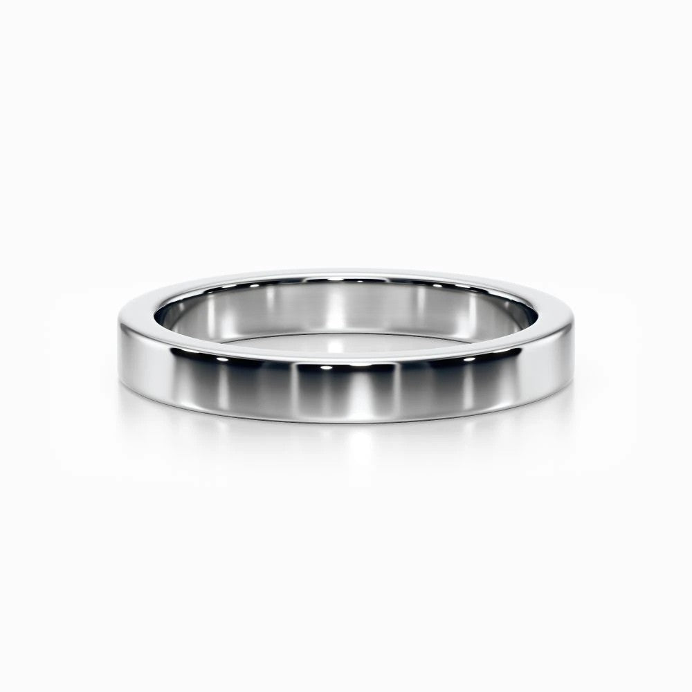 Classic Flat Wedding Band in White Gold