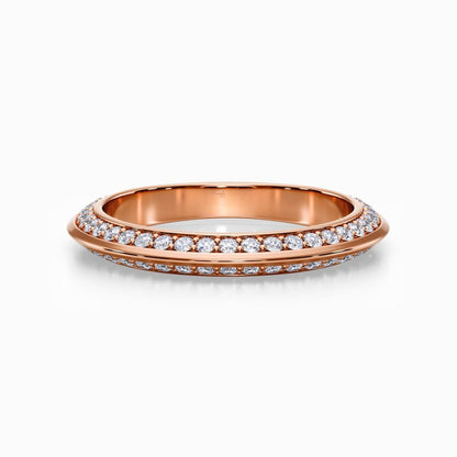 Pave Knife Edge Wedding Band in Yellow Gold