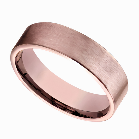 Flat Satin Men Wedding Band in Rose Gold