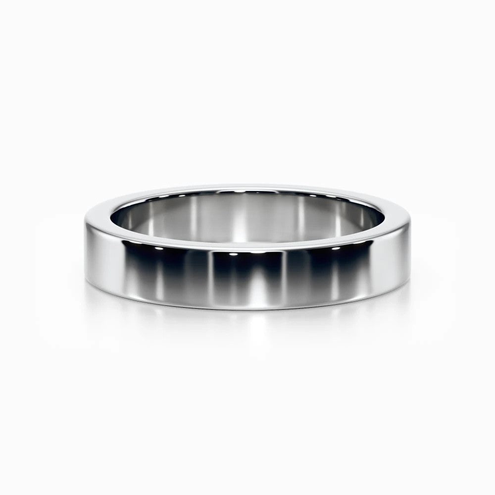 Classic Flat Wedding Band in White Gold