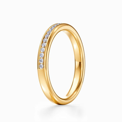 Round Channel Pave Wedding Band in Yellow Gold