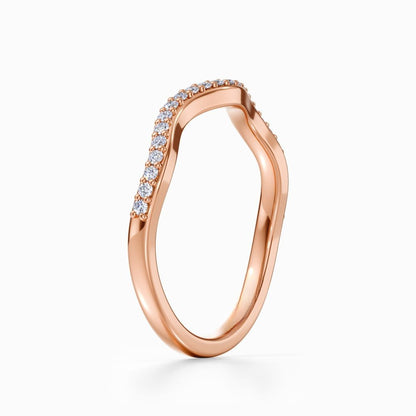 Wave Contour Pave Wedding Band in Yellow Gold