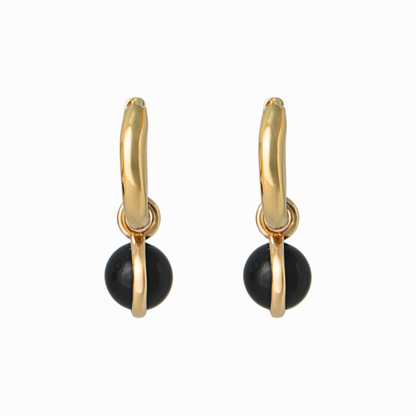 Dainty Yellow Gold Drop Huggie Earring