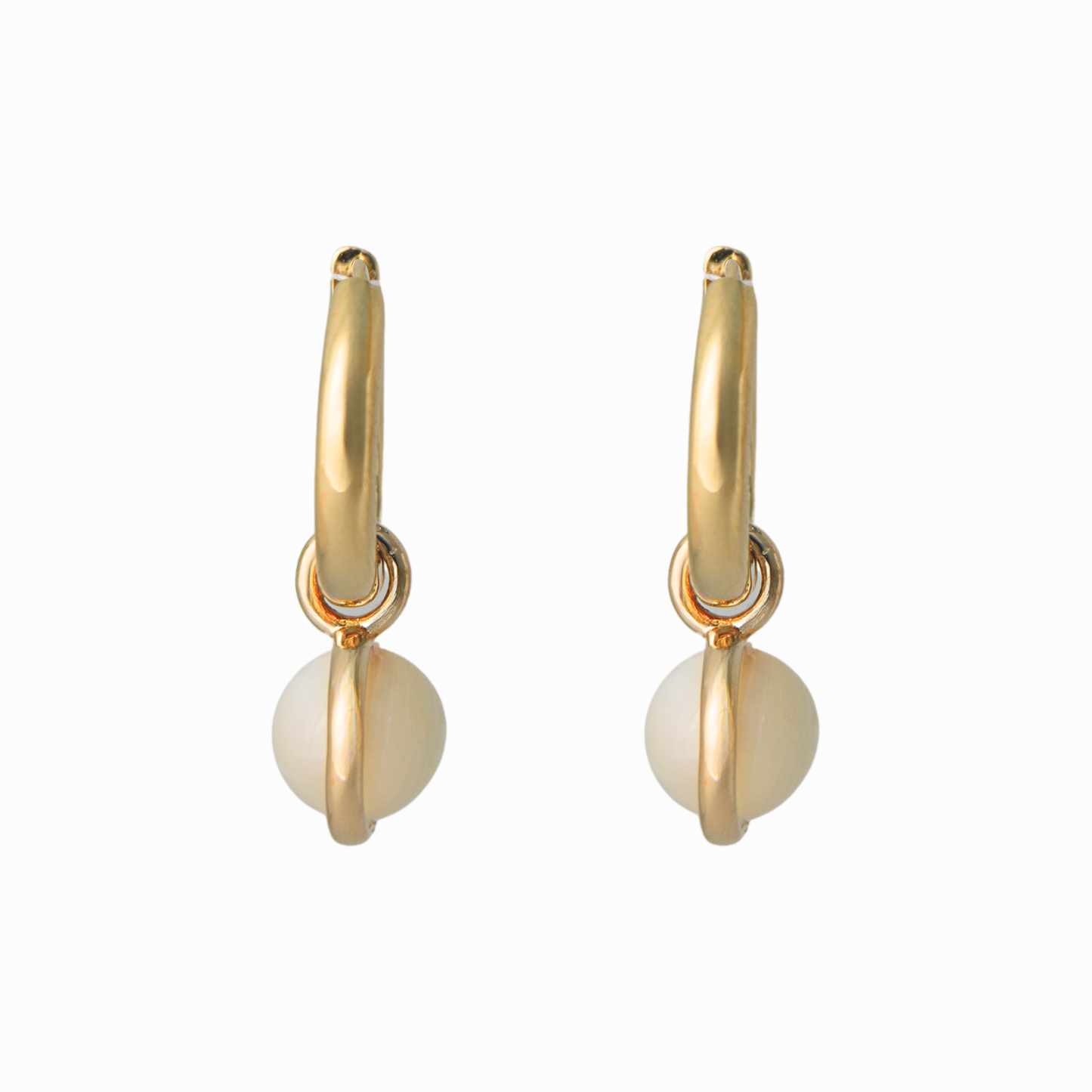 Dainty Yellow Gold Drop Huggie Earring
