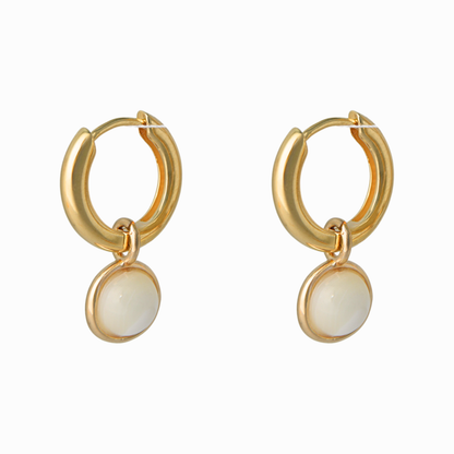 Dainty Yellow Gold Drop Huggie Earring