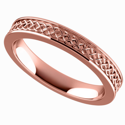 Celtic Knot Men Wedding Band in Rose Gold