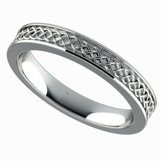 Celtic Knot Men Wedding Band in White Gold