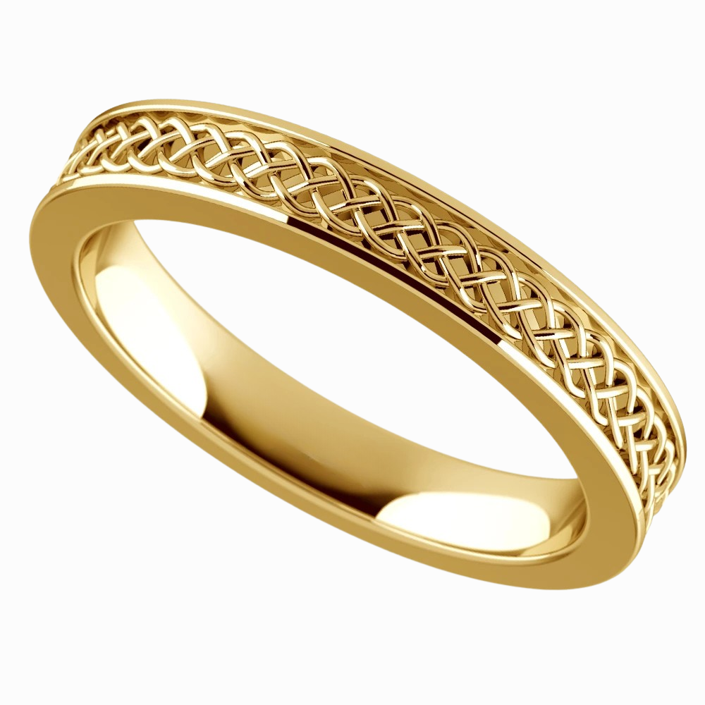 Celtic Knot Men Wedding Band in Yellow Gold