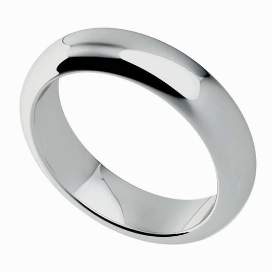 Classic Round Men Wedding Band in White Gold