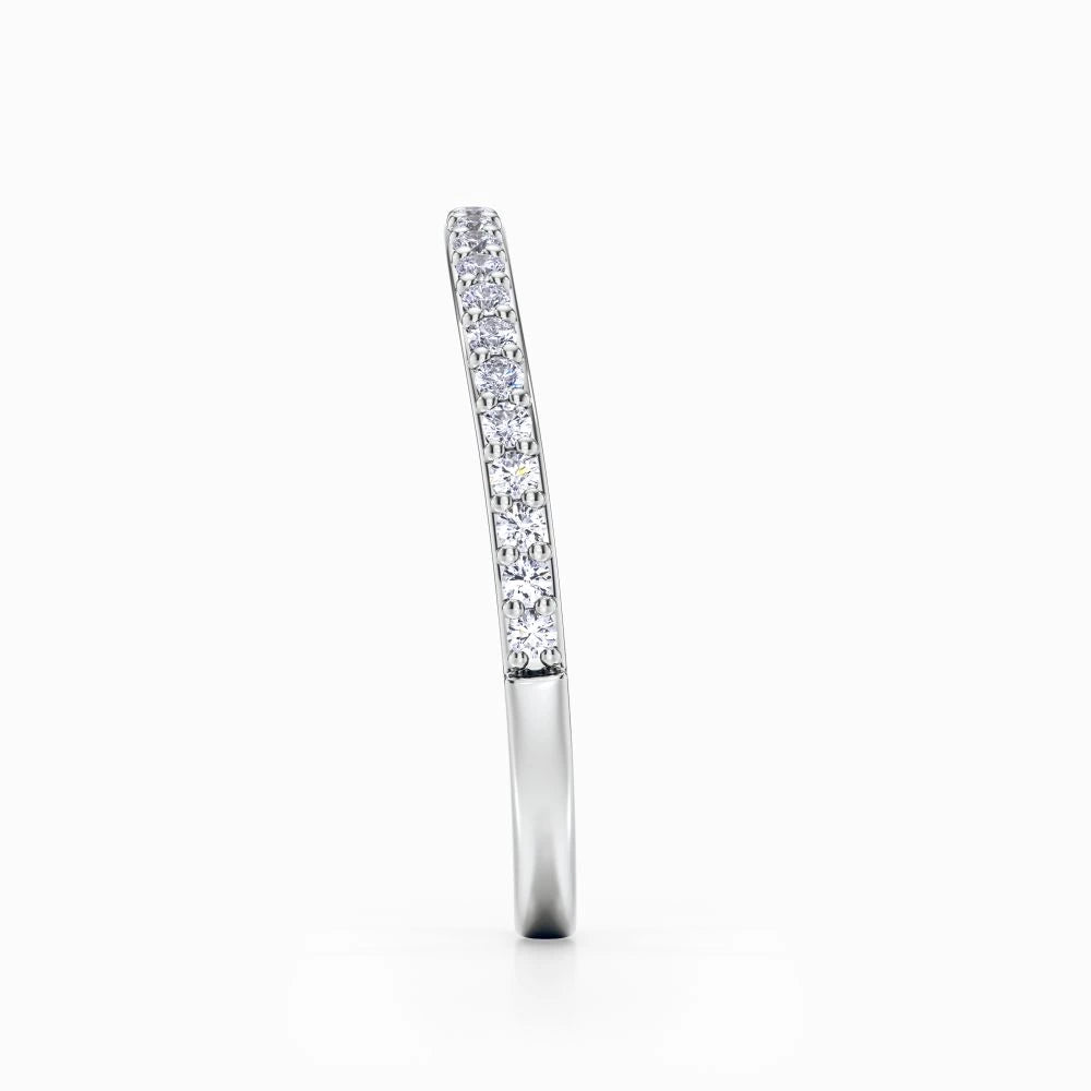 Curved Pave Wedding Band in White Gold
