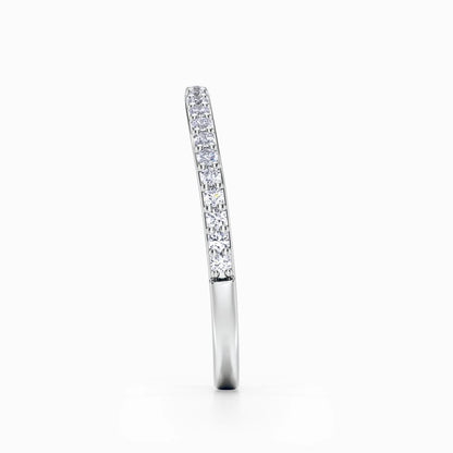 Curved Pave Wedding Band in White Gold