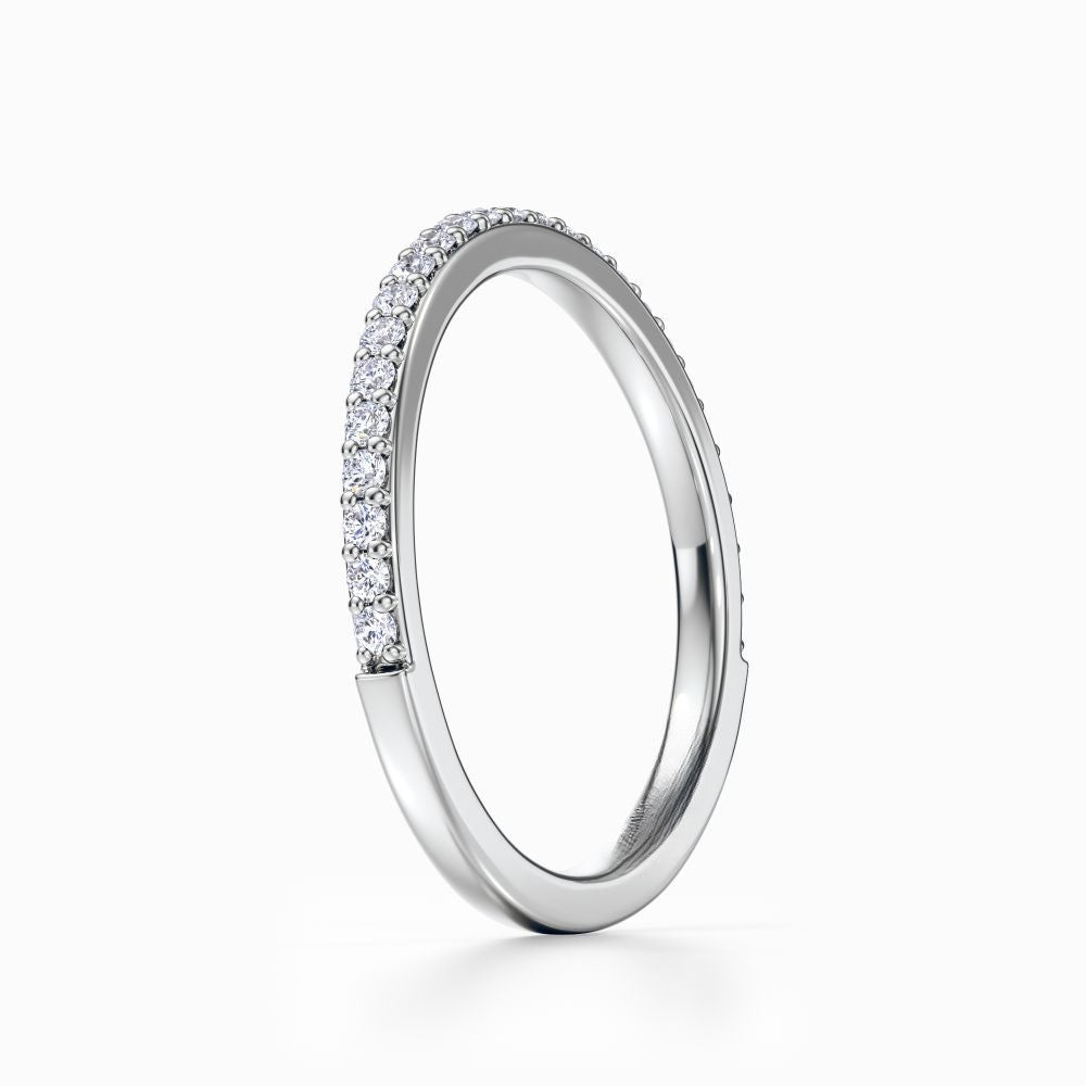 Curved Pave Wedding Band in White Gold