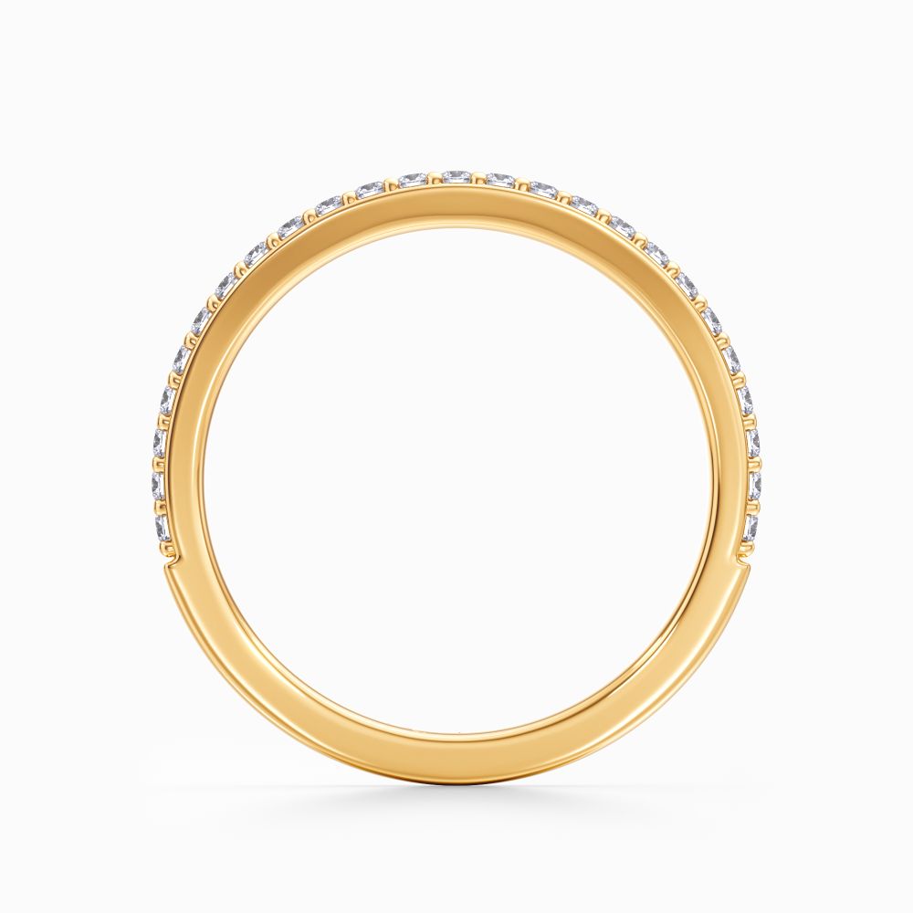 Curved Pave Wedding Band in Yellow Gold
