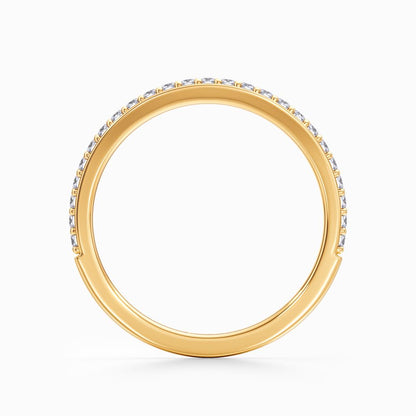 Curved Pave Wedding Band in Yellow Gold