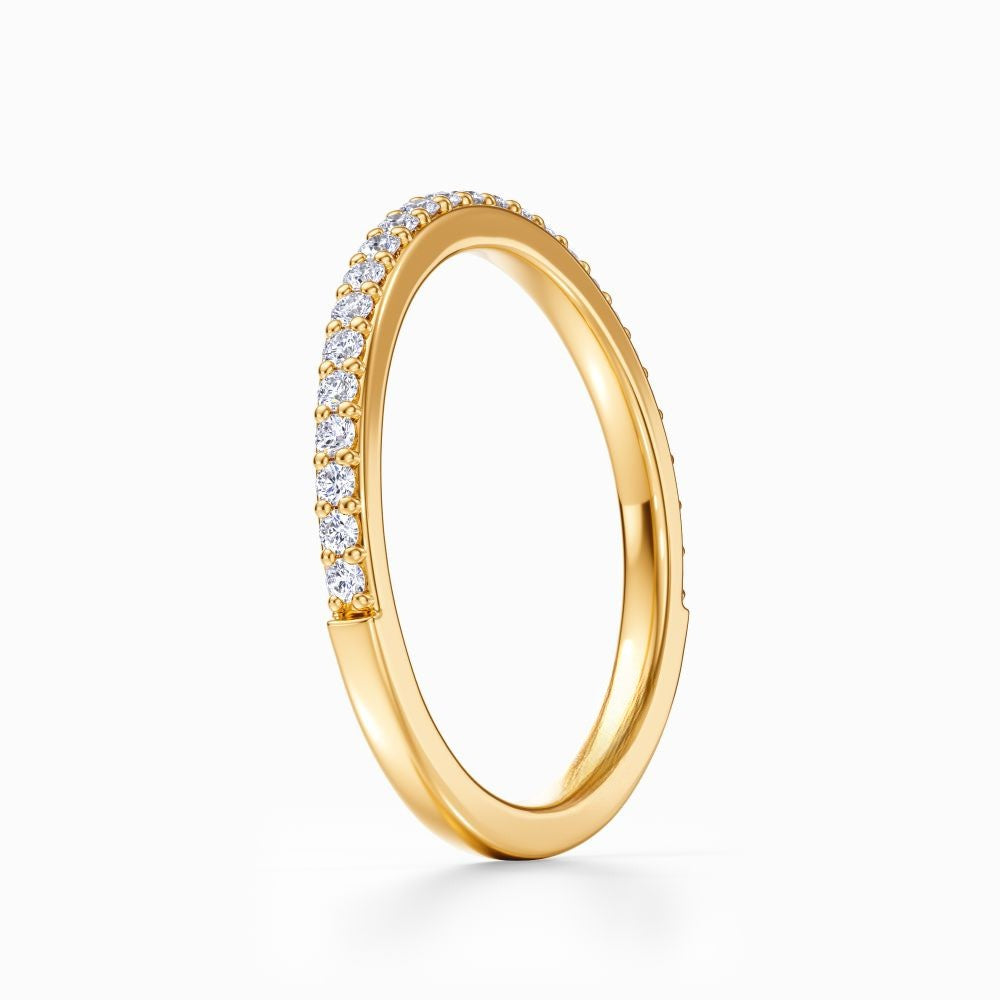 Curved Pave Wedding Band in Yellow Gold