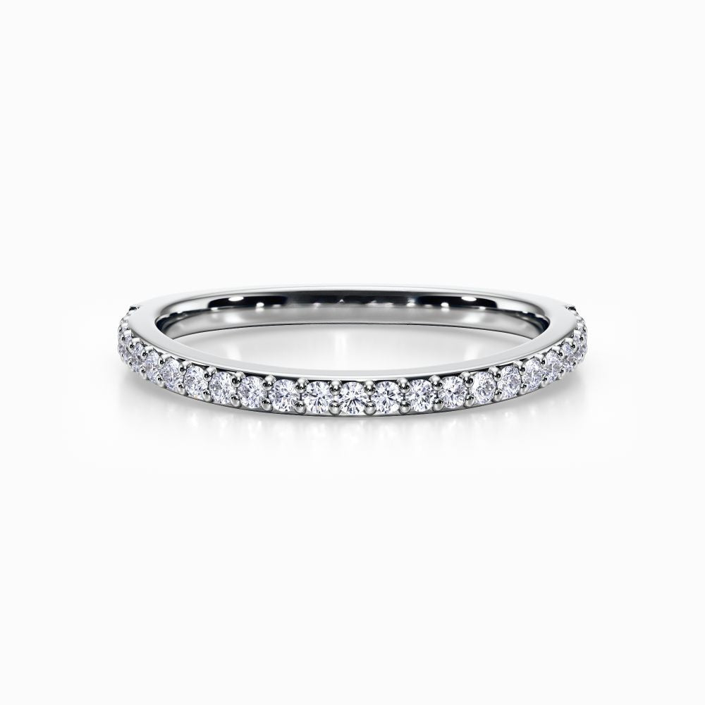 Curved Pave Wedding Band in White Gold
